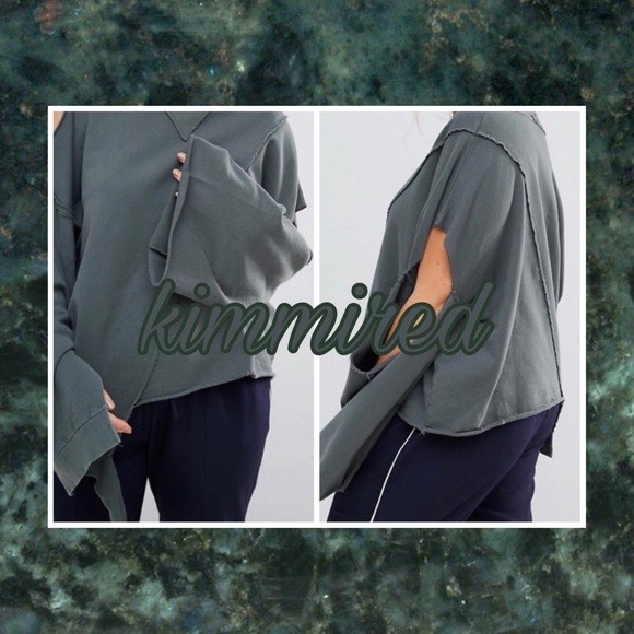 🆕New Asos Green/Gray Destructed Sweatshirt ~US 20 - Picture 2 of 4